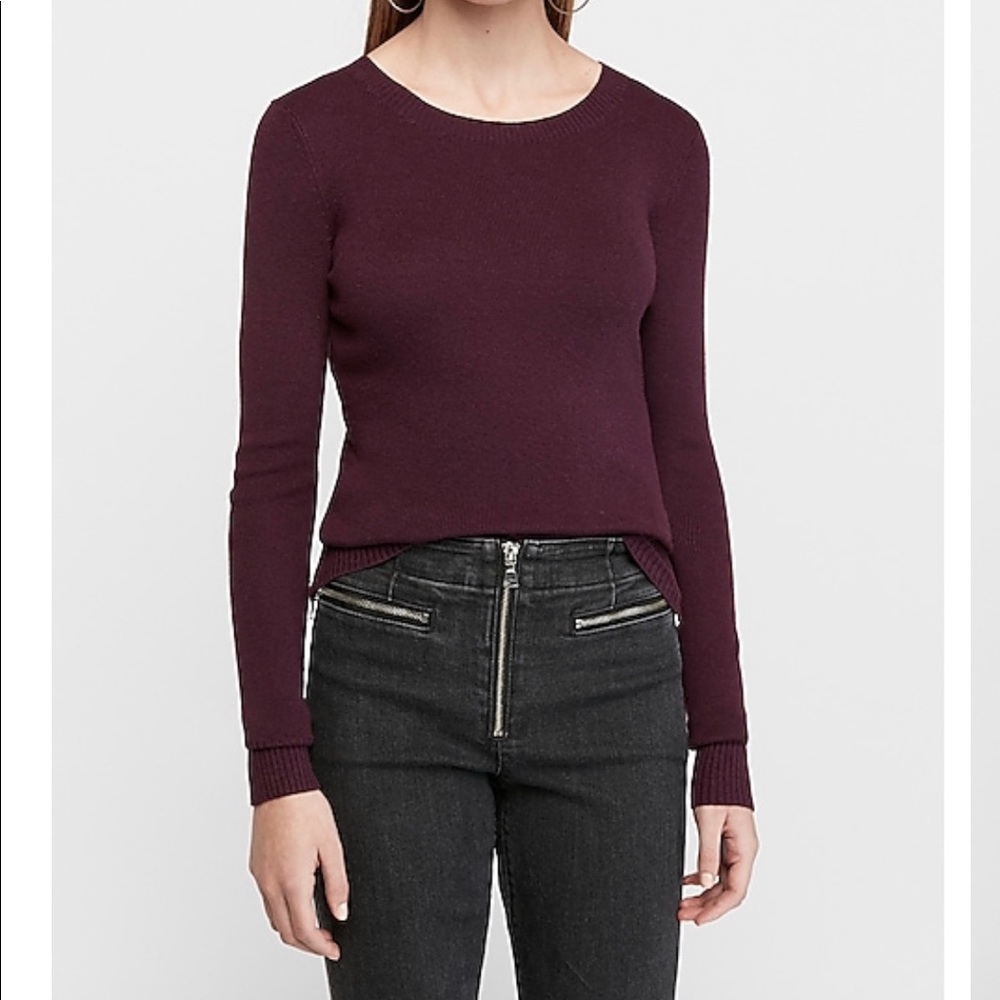 Express Fitted Crew Neck Sweater, Dark Purple